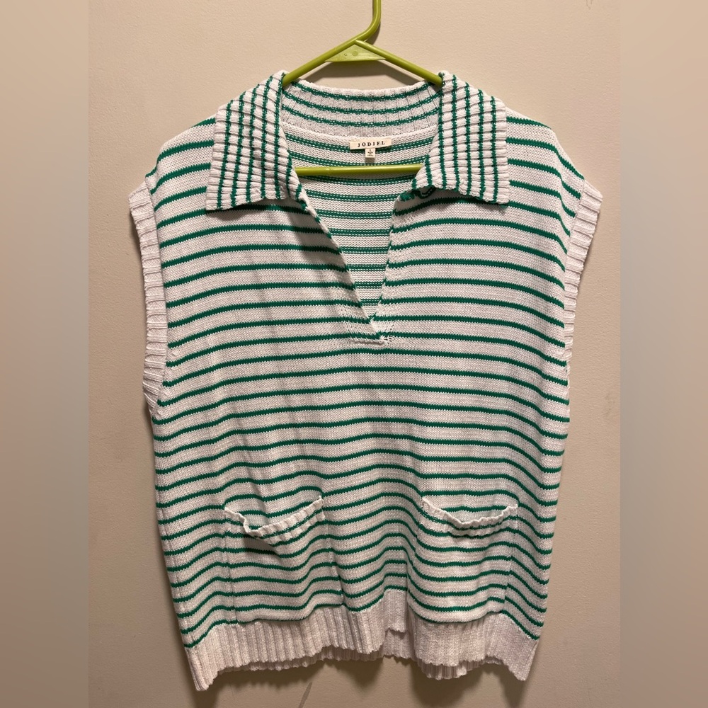 Green stripe sweater by Jodifl. Size Large.